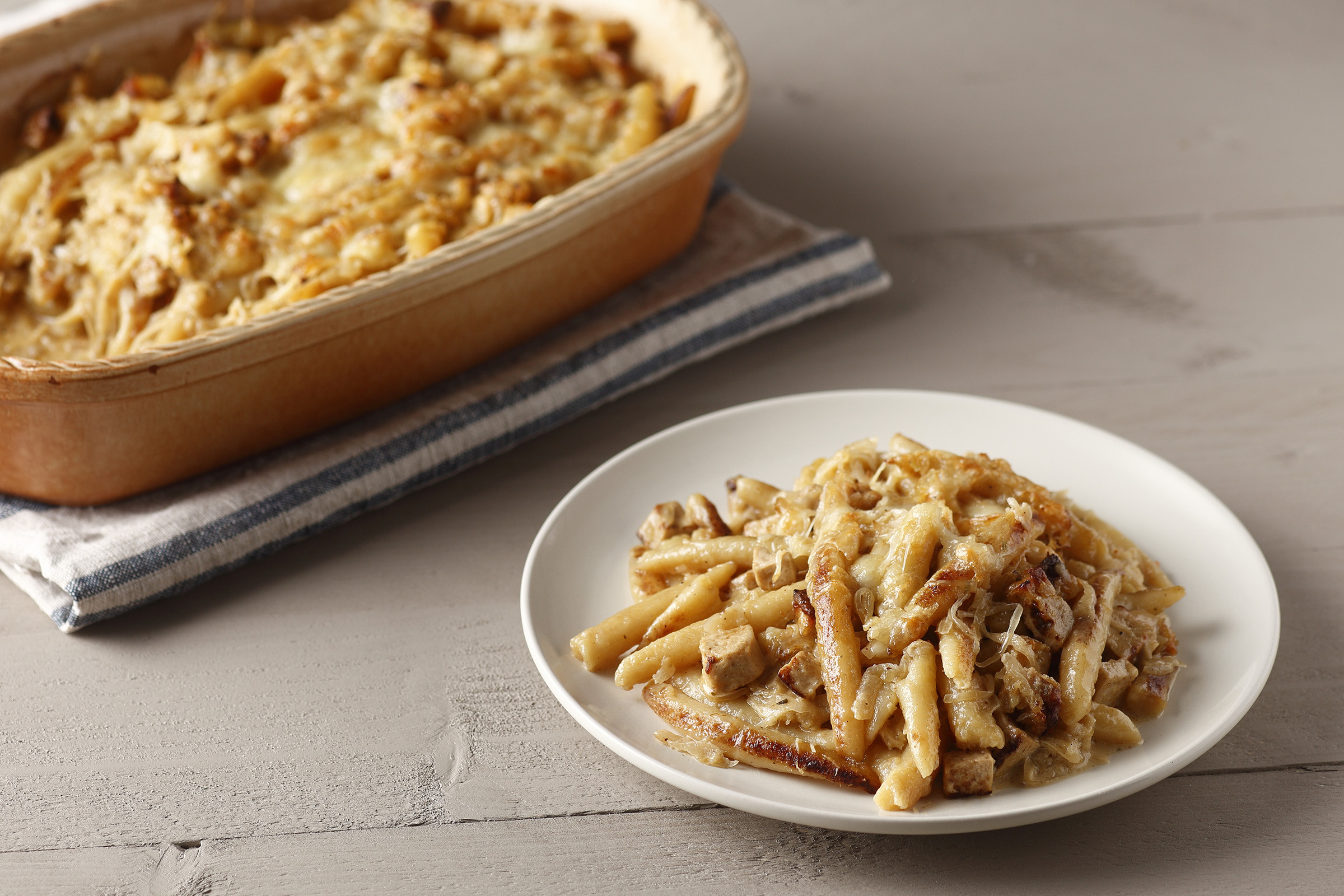 Sauerkraut-Gratin mit Schupfnudeln